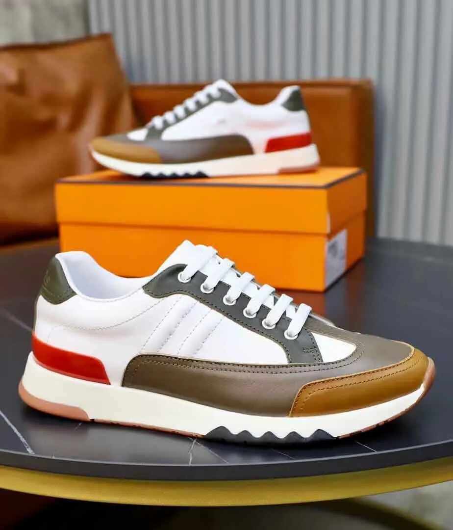 Célèbre 23S / S Marque Hommes Trail Sneaker Chaussures En Cuir De Veau Bleu Noir Marron Skateboard Marche Sapatos Mujers Confort Sports EU38-46