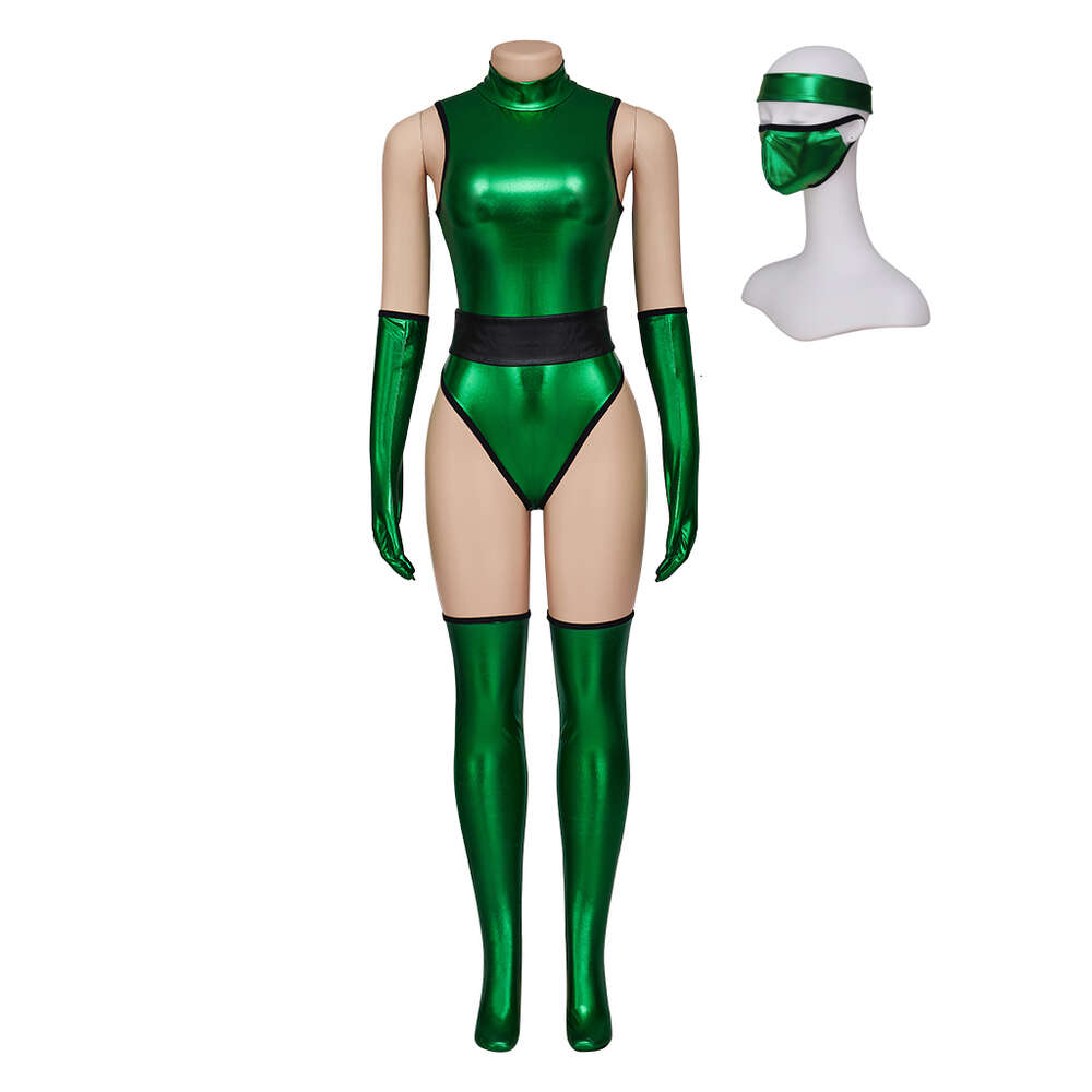 Mortal Kombat Kitana Jade Cosplay Costume Collants Sexy Combat Combat Ensemble Complet Vert Body Masque Femmes Halloween Carnaval OutfitCosplayCosplay