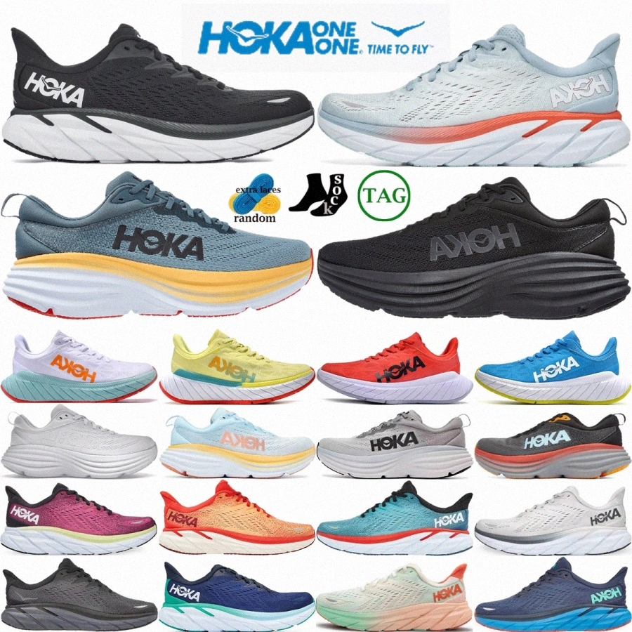 Hoka ONE bondi clifton 8 athletic free people Hokas running shoes women men Carbon x2 Light Blue Designer Runner Sneaker Lifestyle ShogX3u#