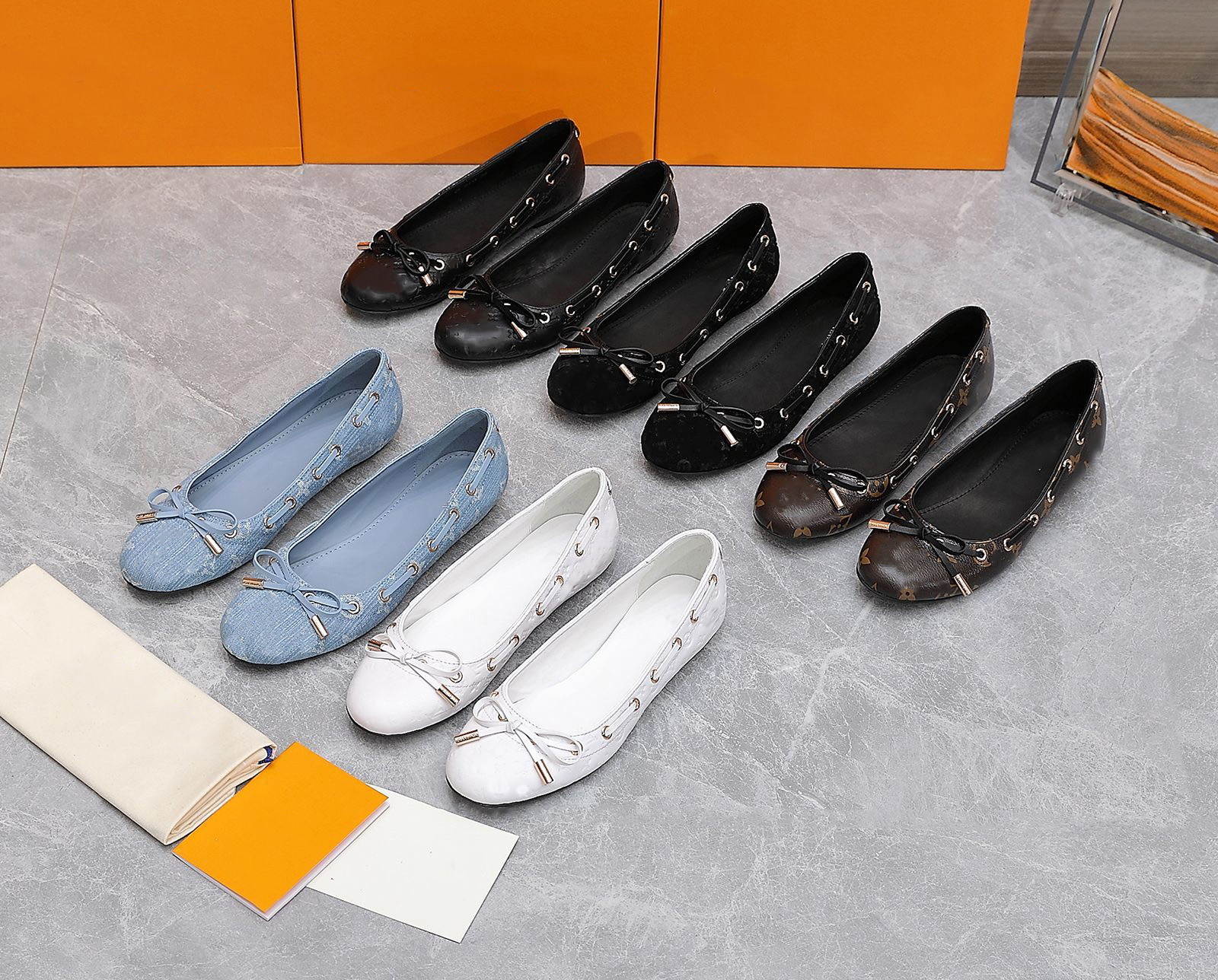 Real Leather Patchwork Women High quality bow tie Flat Loafers Shoes New Ballet Flats Dress Shoes For Women Autumn Designer Brand Mary Jane Shoes-image-912719965