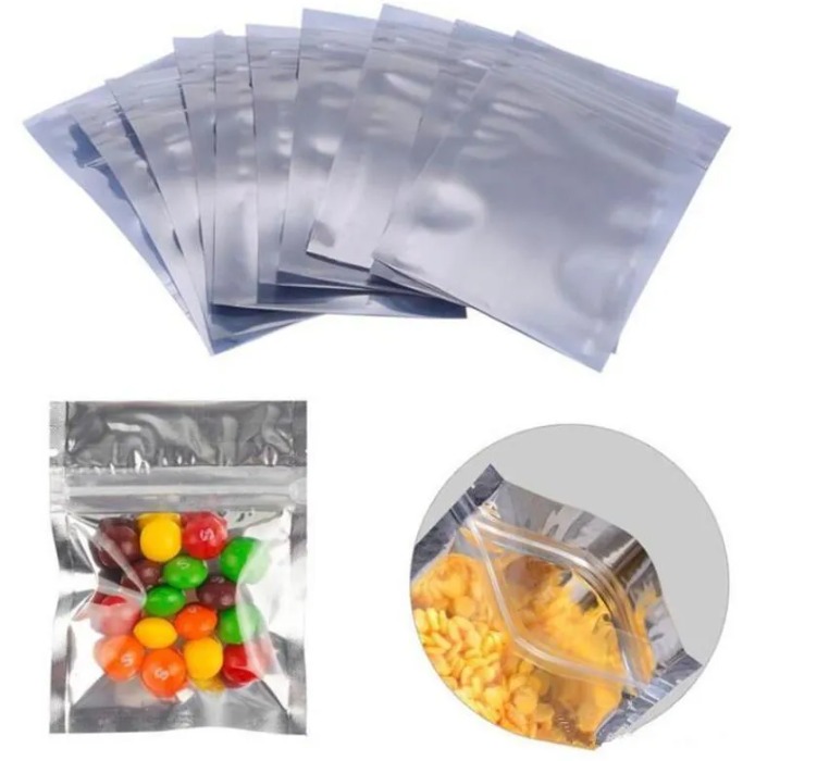 8*11cm Front Clear Plastic Silver Aluminum Foil Package Bag Translucent Mylar Packaging Pouch Heat Seal Storage Bag