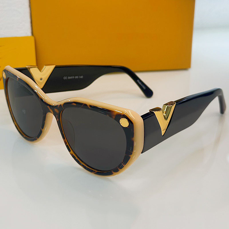 Fair lady sunglasses Z1114 designer luxury and elegant mens and womens oval acetate frame with earrings on the side metal V-band signature beach-image-913016401