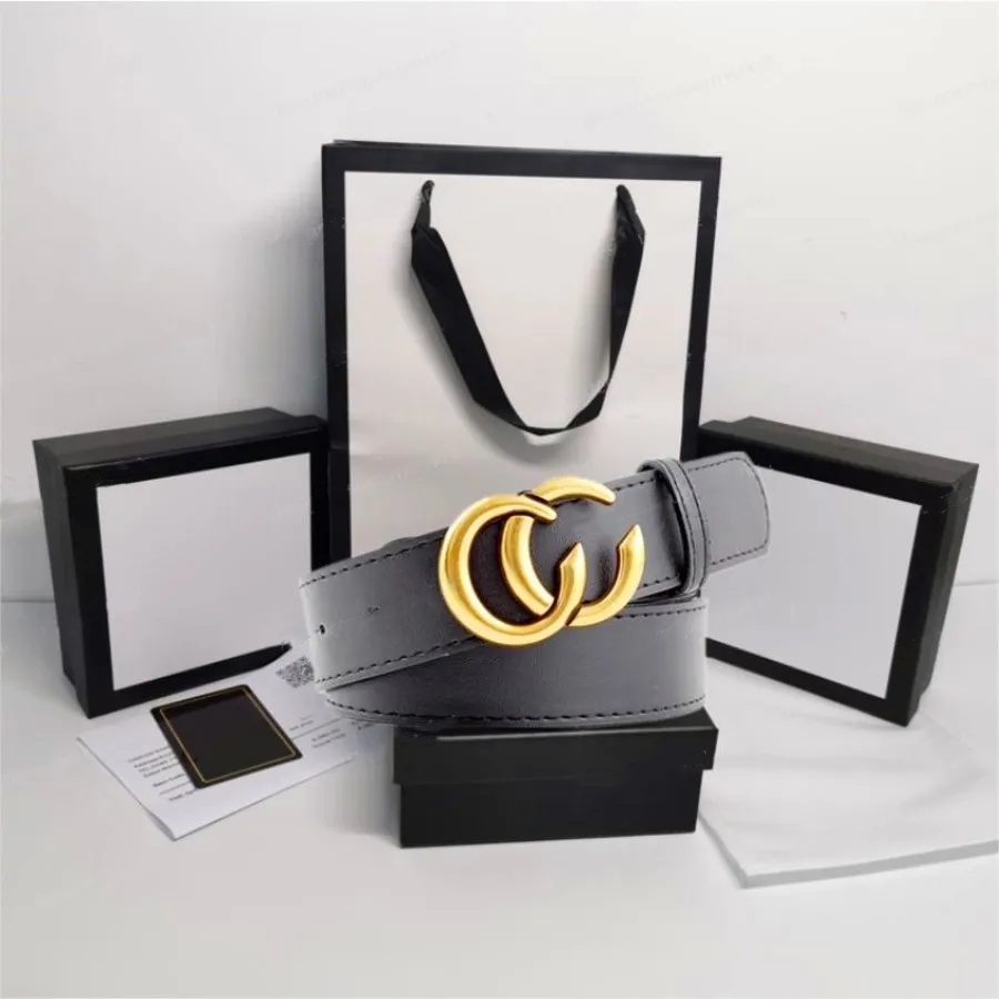 2023 Designer Luxury Belts for Men Women Designer Belt Black Leather Business Womens Classic Big Gold Buckle Cowhide Width 2.0cm3.0cm 3.4cm3.8cm