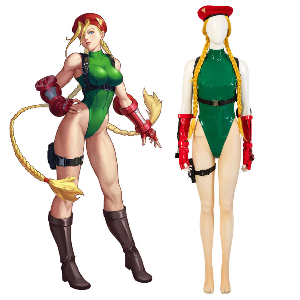 Costume de Cosplay Cammy, body vert, gants de béret rouge, perruque, Costume de jeu de combat SF6, déguisement pour femmes adultes, tenues d'halloweenCosplayCosplay