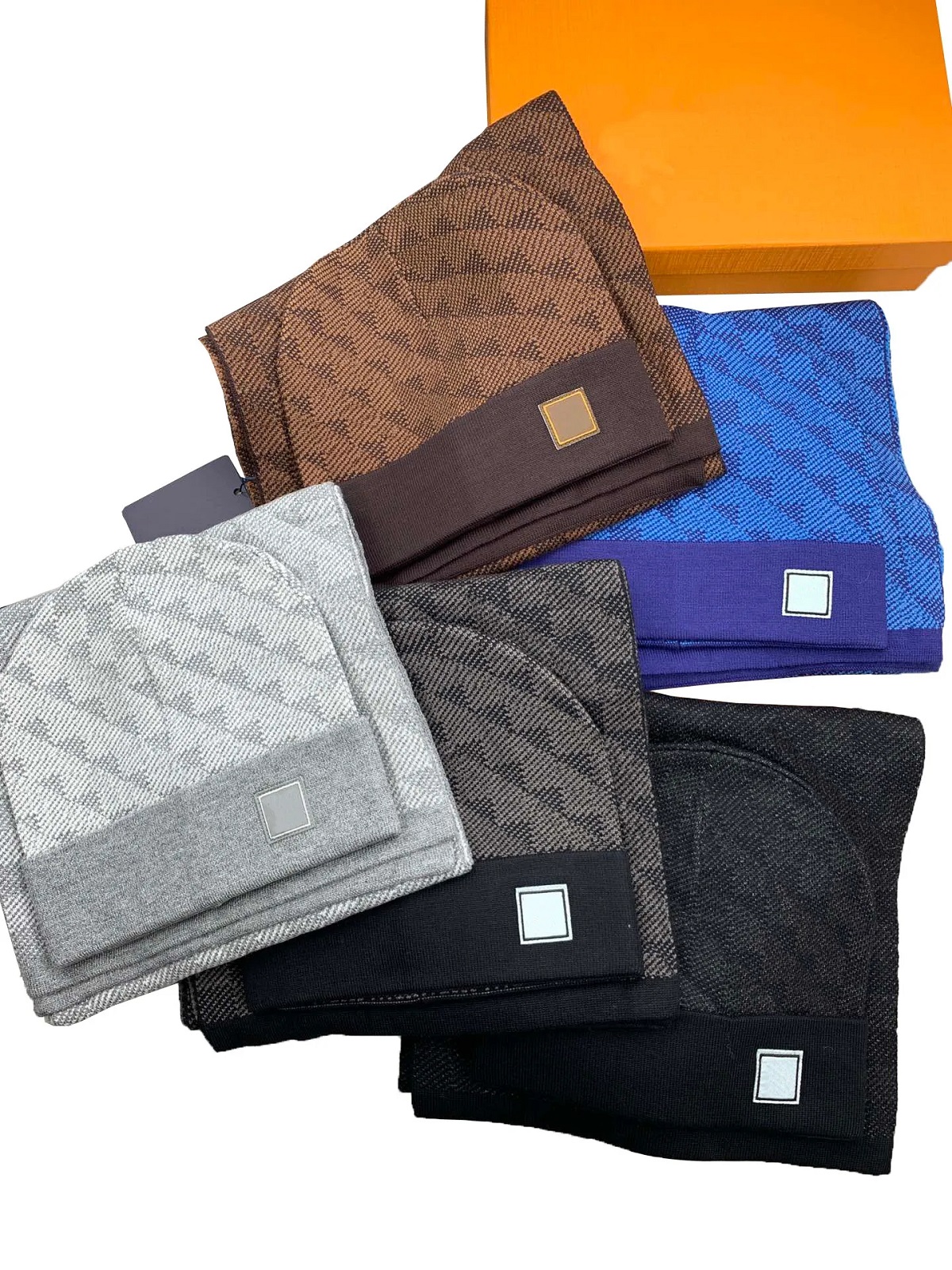Nouveaux hommes et femmes de vente chaude de haute qualité chapeau écharpe ensemble hiver laine fil écharpe design bonnet laine bonnet enveloppé