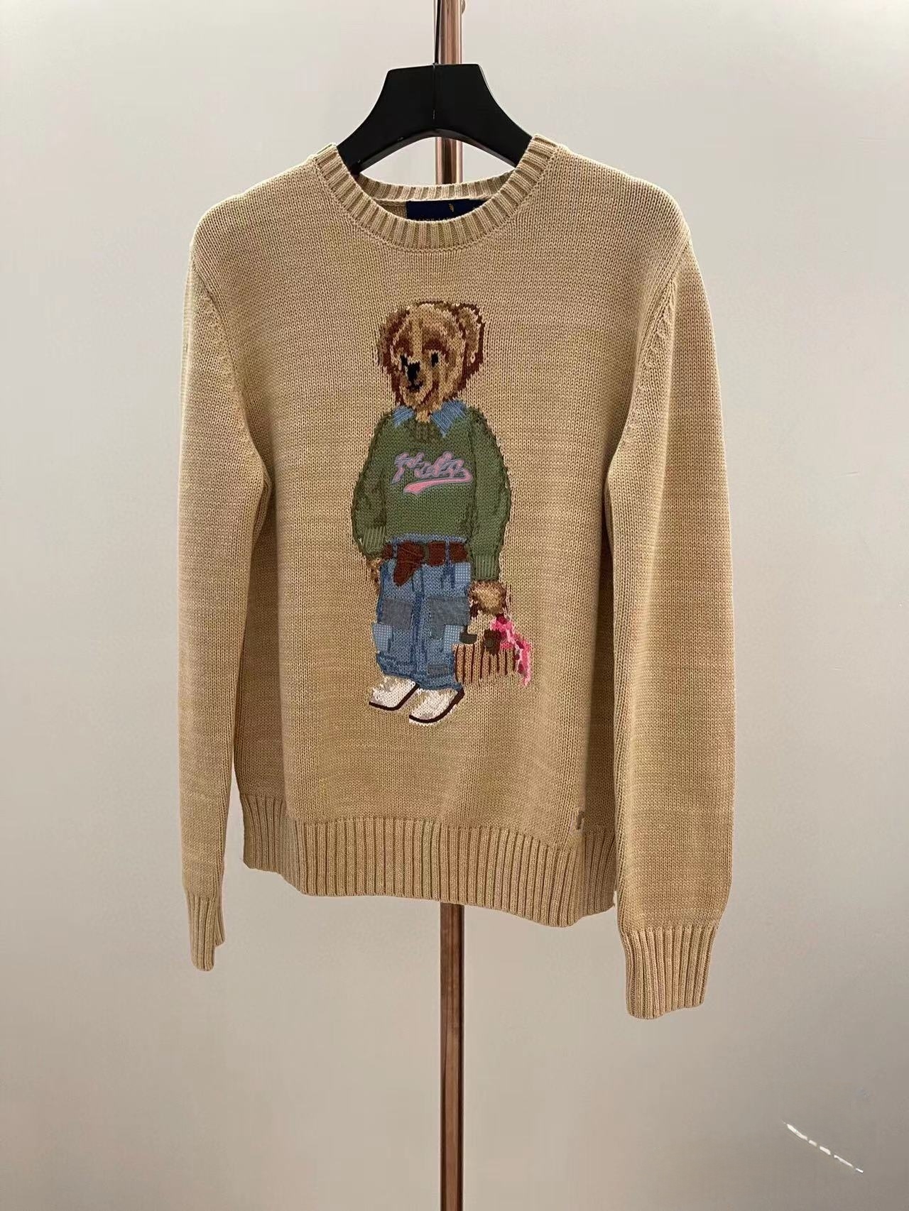 US pull d'hiver de luxe pour femmes, pull ours de dessin animé, mode décontractée