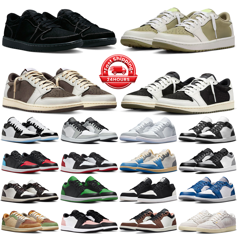 Jumpman 1 low travis basketball shoes men women 1s Olive Black Phantom Toe Dark Reverse Mocha Light Smoke Wolf Grey mens trainers outdoor sports