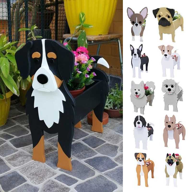 Planters Pots 34x24cm Flower Planter PVC Cute Animal Shaped Pet Dog Potted Garden Yard Decoration Plant Container Holder Outdoor Indoor Plants YQ-image-913557956