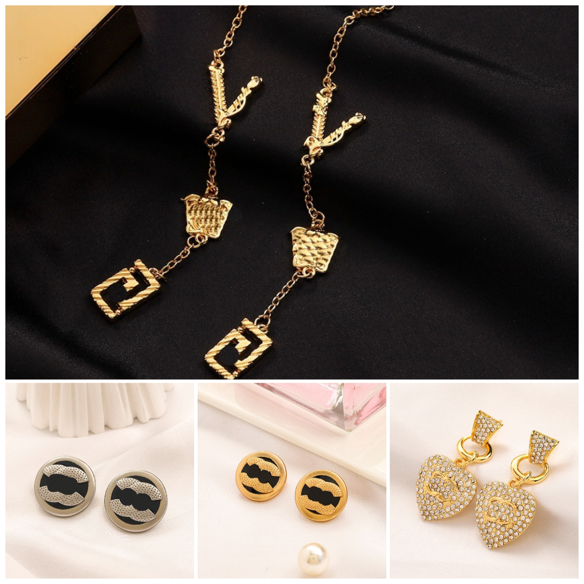 Women Designer Earrings Ear Stud Designers Brand 18K Gold Plated Letters Temperament Crystal Pearl Earring Wedding Party Jewerlry-image-774169224