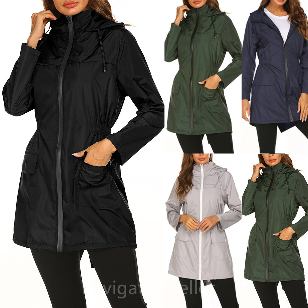 Womens Dust Coat Hooded Fitness Wear Yoga Outfits Sportswear Outer Loose Jackets Adult Running Exercise Long Sleeve Waterproof Tops Fast Dry Elas