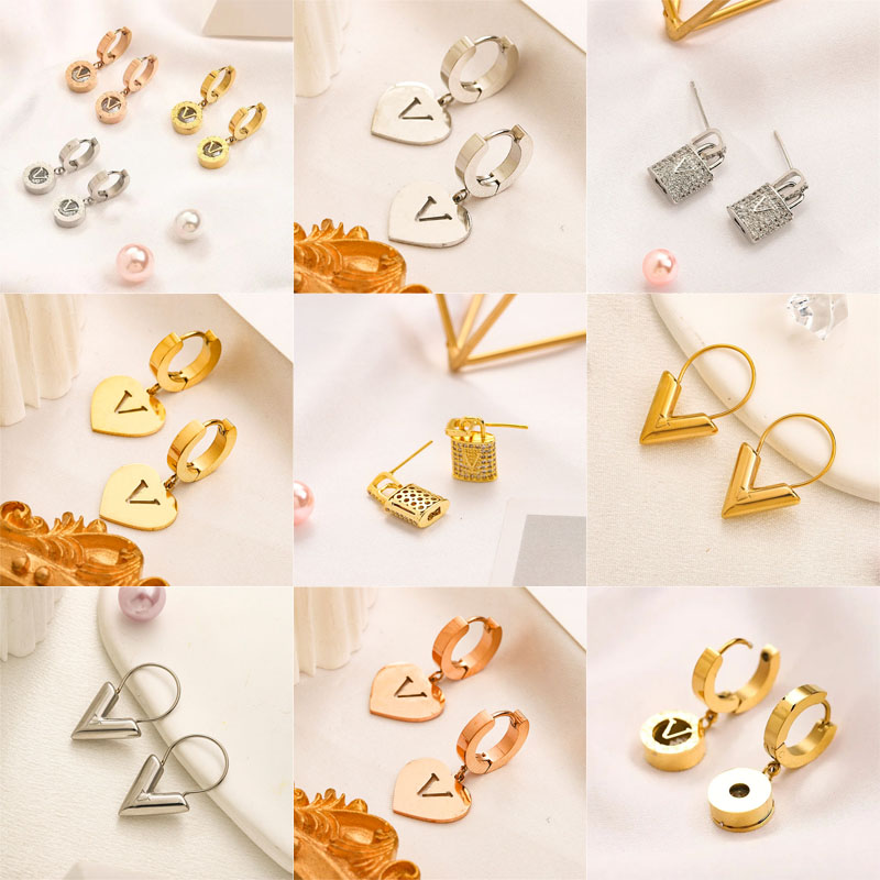 Classic Letter Charm Earring Luxury Designer Stud Earrings Elegant Women Premium Jewelry Earrings Gift Couple 18k Gold Plated 925 Silver 10 styles