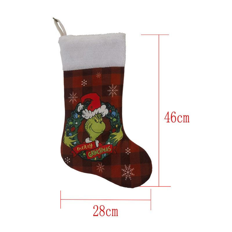 Grinchs Christmas Stockings 18 Inch Large Christmas Grinchs Stocking Kit Christmas Decorations Holiday Ornaments Grinchs Decor Home Indoors 1013