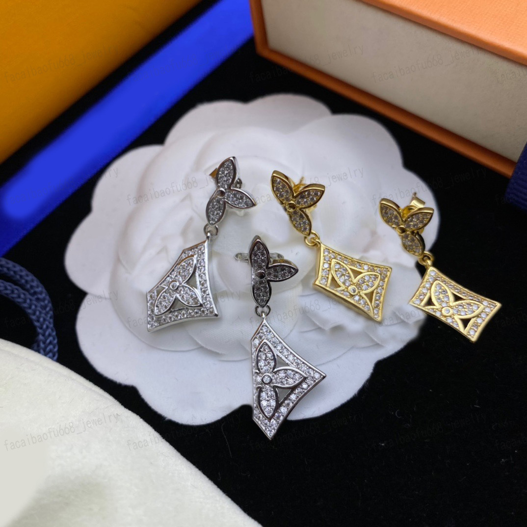 Designer earrings, Classic flower Embed zircon Charm Earrings for women, gold/Silver 2 colors, elegant and stylish jewelry, Valentine's Day,-image-913706327