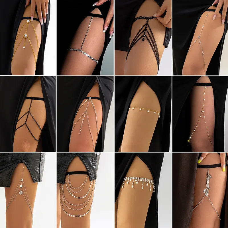 2026nouveauAutres accessoires de mode Sexy Boho bande élastique bandage jambe chaîne de cuisse pour femmes Bikini gland multicouche réglable port