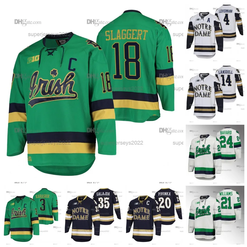 CUSTOM Notre Dame Fighting Irish NCAA Hockey Jersey 24 Drew Bavaro Nick Leivermann Adam Karashik Brady Bjork Trevor Janicke Jack Williams Fi-image-988551786