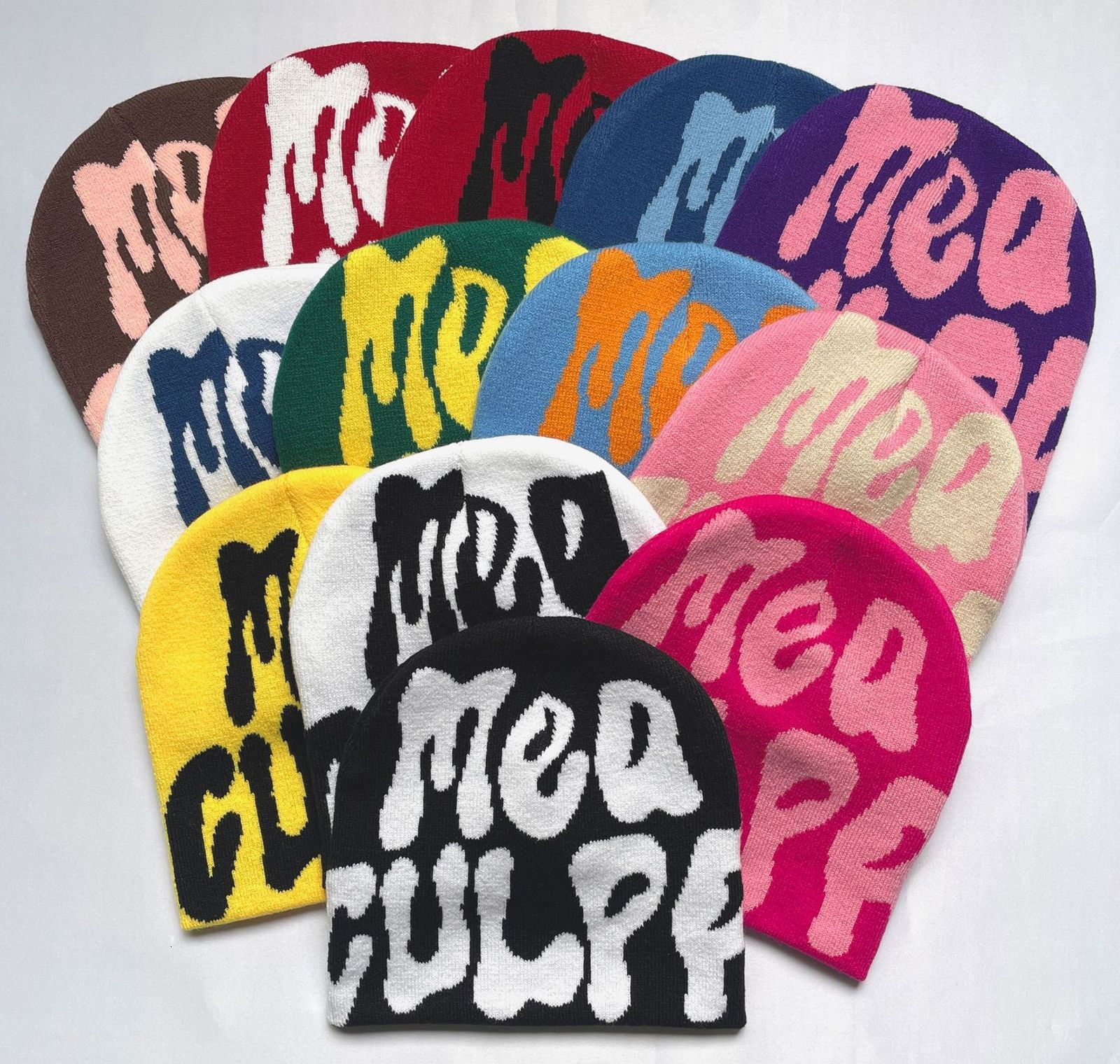 Beanie Skull Caps 32Color Mea Culpas Beanie Knitted hat Bonnet Y2k Beanies Culpa Women s Cap Winter for Women Hats Accessories 230408