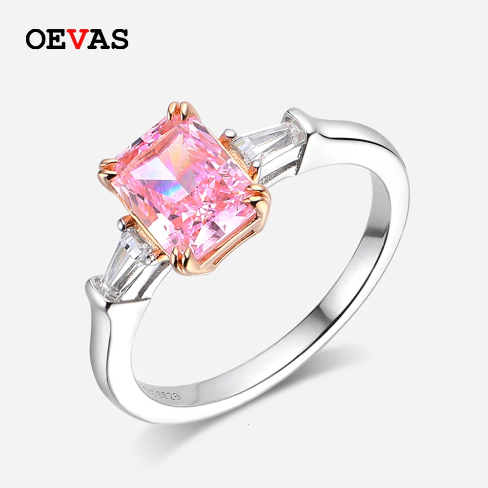 Wedding Rings OEVAS 100% 925 Sterling Silver 2 Carats Pink High Carbon Diamond Rings For Women Sparkling Wedding Party Bridal Fine Jewelry 231019