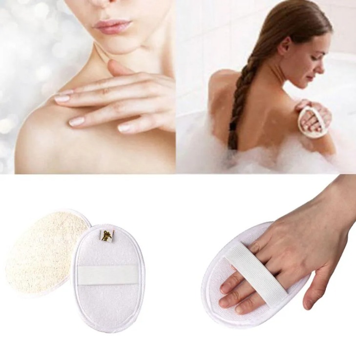 Soft Exfoliating Natural Loofah Sponge Strap Bath Handle Pad Shower Massage Scrubber Brush Skin Body Bathing Spa Washing Accessories C0614G12