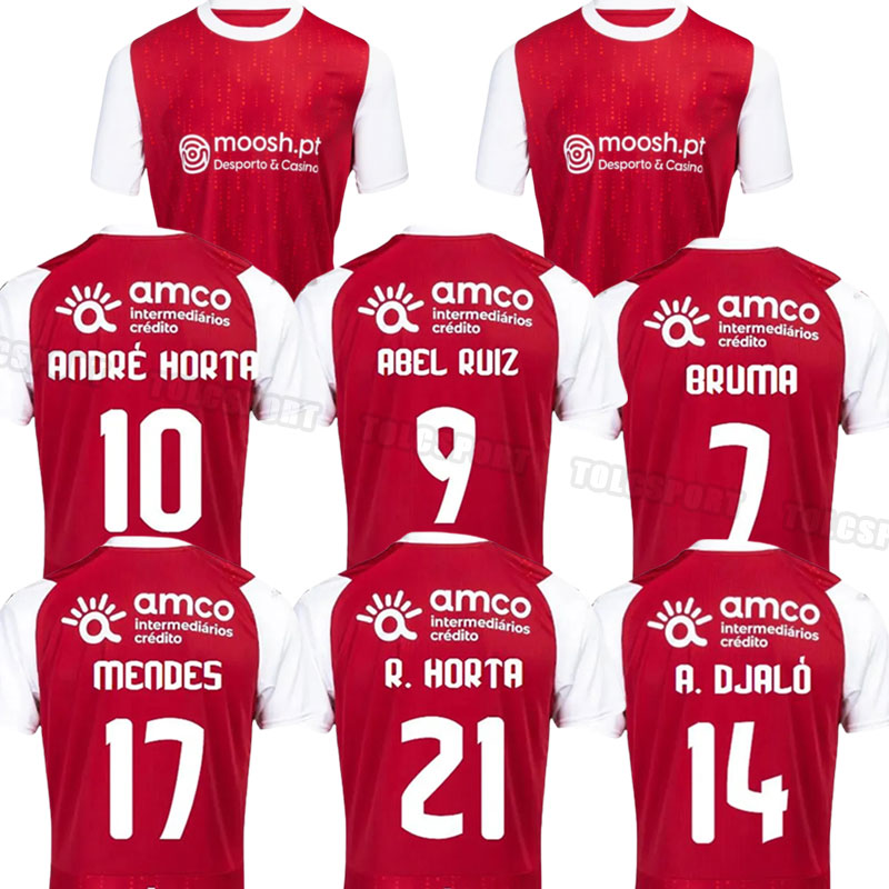 23/24 Maillots de football SC Braga Maillots de football Sporting Clube de Braga Paulinho R.HORTA Abel Ruiz Bruno Viana Hommes Uniforme 2023 2024