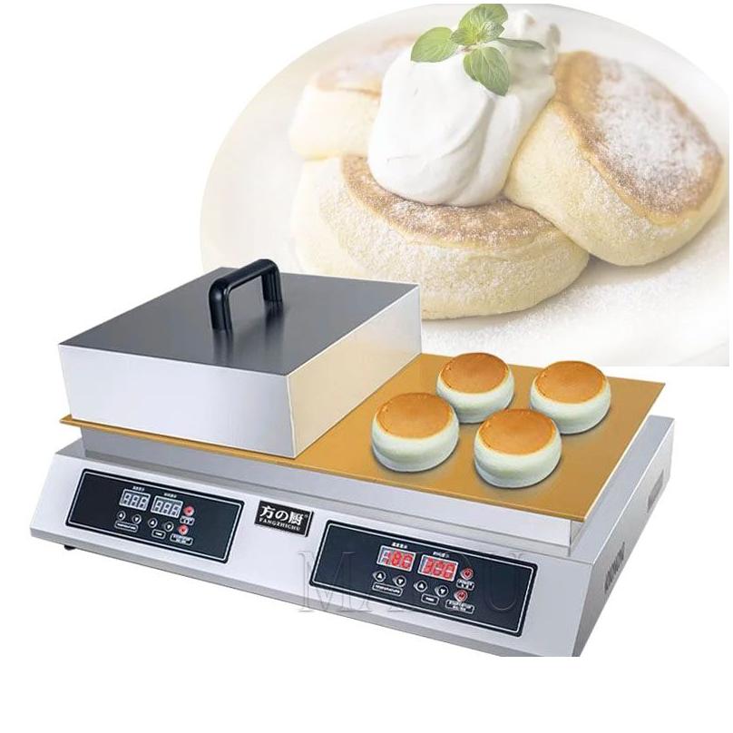 commercial double head 110v 220v souffle maker snacks machine copper pan rapid heating fluffy pancake baker souffler machine