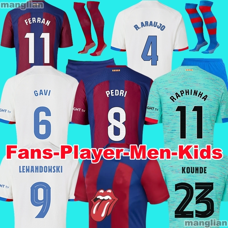 23 24 Camisetas de football soccer jerseys PEDRI LEWANDOWSKI GAVI 2024 BALDE FERRAN RAPHINHA DEST football shirt men kit kids equipments Jersey pants suit 