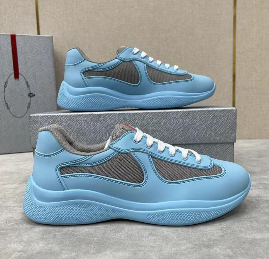 Lightweight Americas Cup Soft rubber Sports Shoes Patent matte Leather Fabric Nylon Low Top Luxurious Brand Sneakers Mens Skateboard Mesh Runner