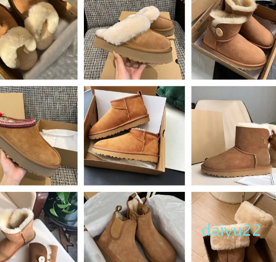 designer snow ug boots australian women boot tasman bailey dune Chestnut winter buckle fur snow Half Knee Short lady Sheepskin and wool integrated g
