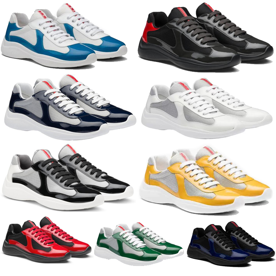 2023 Hommes Chaussures Top Design Americans Cup Baskets En Cuir Verni Nylon Mesh Marque Hommes Skateboard Marcheur Casual Sports De Plein Air EU3