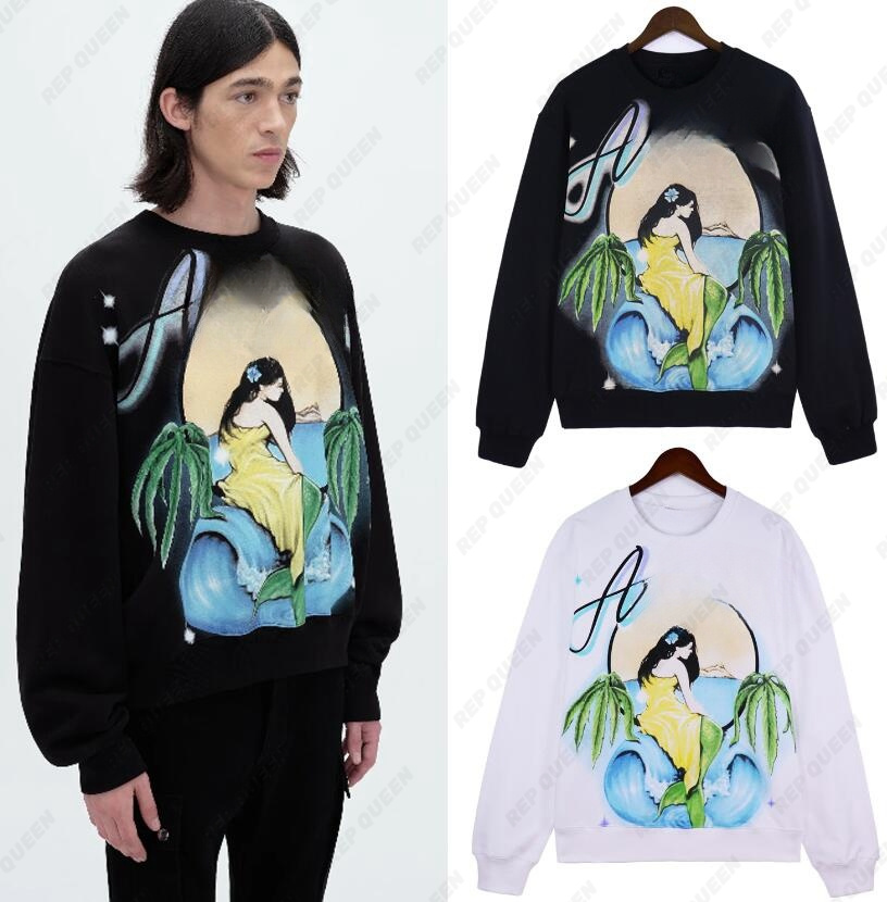 New Fashion Clothing Mythological mermaid printed round collar hoodie-image-900067511
