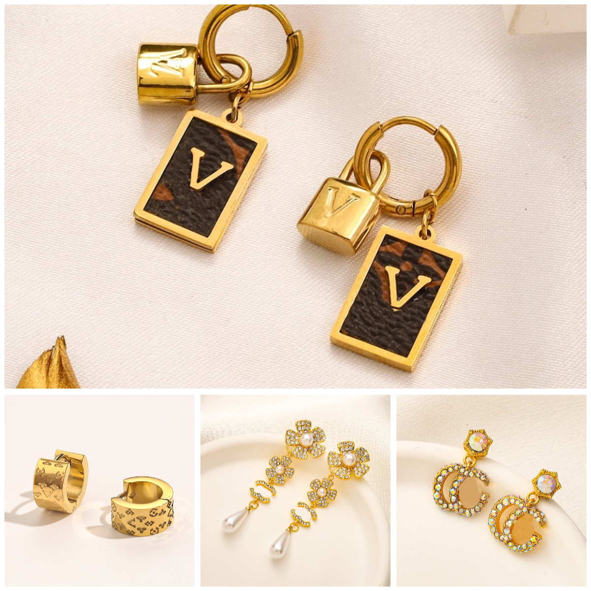 Womens Earrings Ear Stud Earring 18K Gold Plated Crystal Pearl Party Women Designer Brand Lovers Gift Engagement Wedding Jewelry-image-774165179