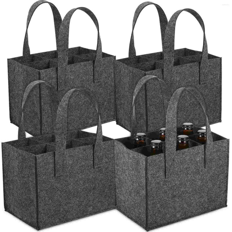 Storage Bottles 4Pcs Bottle Bags Reusable Felt Handbag Carrier Tote Bag With Divider For 6