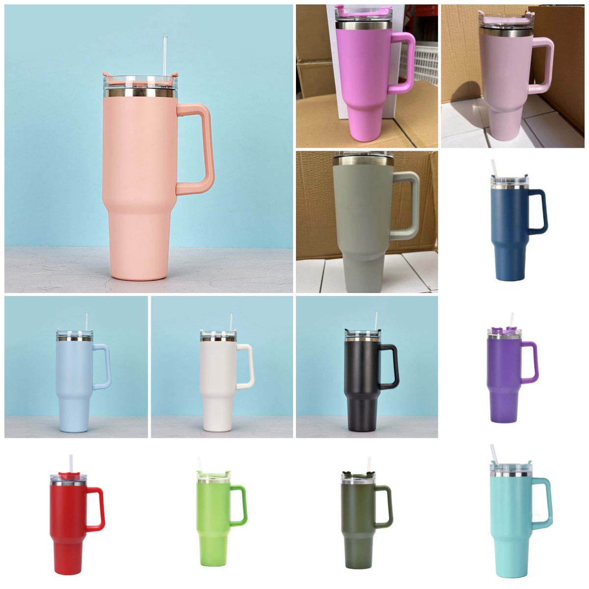 Fashionable Mobile Straw Mugs Sports Insulating Cup Water Bottles Mugs 40oz with Handgrip YQ990-image-868418698