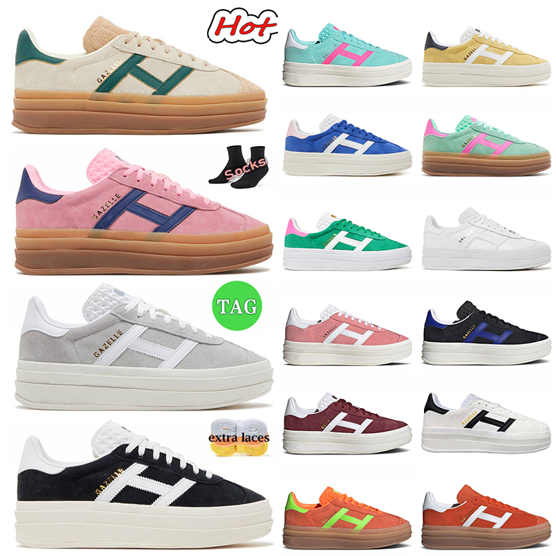 2023 Gazelles chaussures de marque baskets décontractées à semelles épaisses Gazelle Bold Pink Glow Gum Velvet Femmes Solar Orange Cream Collegia