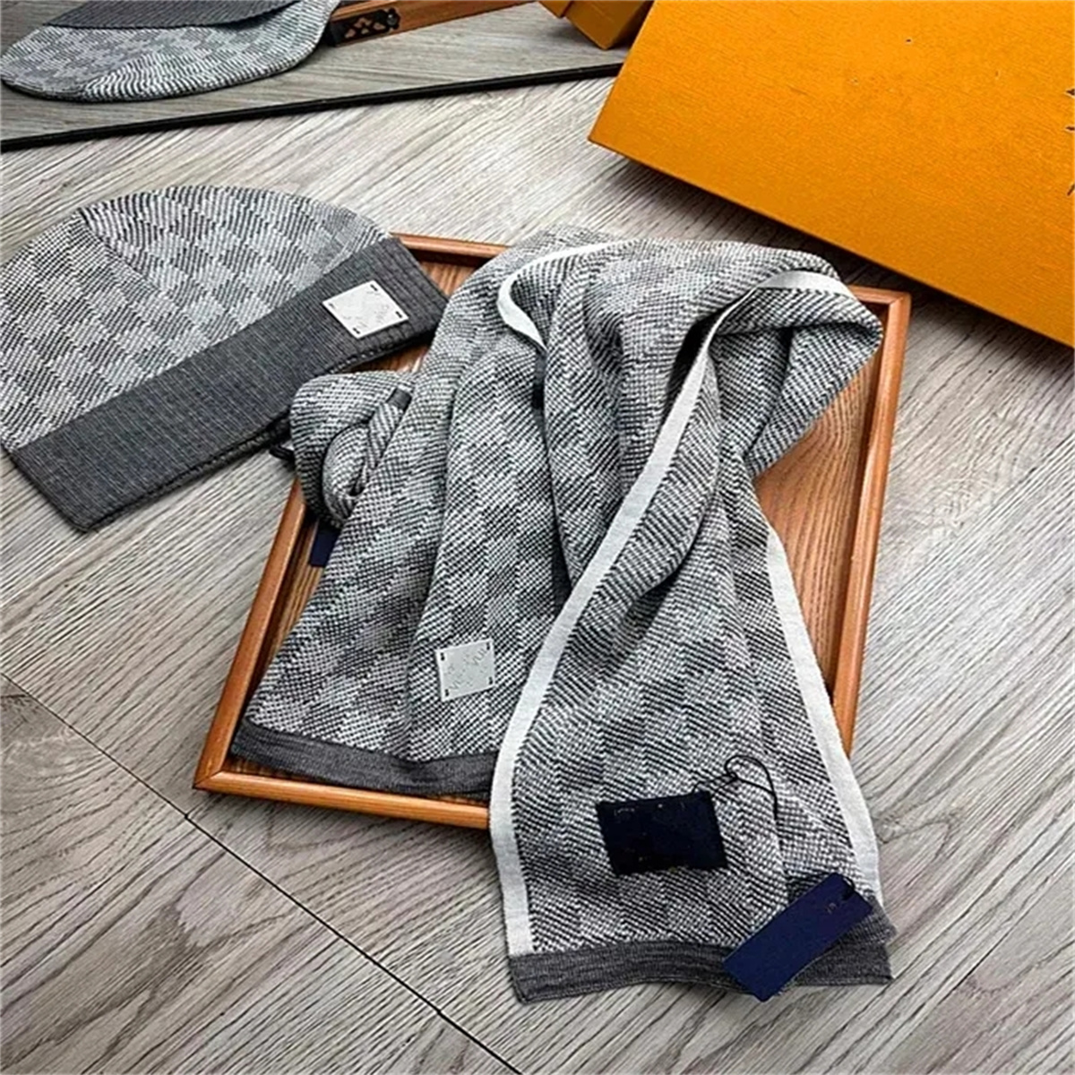 Ensembles d'écharpes design de mode bonnet chapeau écharpe ensemble laine hommes scanroet chapeauÉcharpes ensembles femmes hommes hiver chaud lai