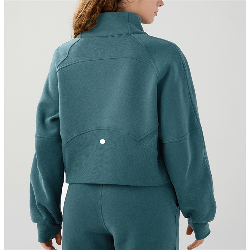 LL Winter sports wear casual running warm fleece thick sports hoodie fitness wear-image-913912550