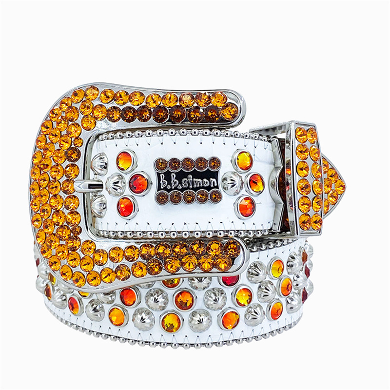 Bb Belt Men Women's Rhinestone Bling Studded 1.5" Leather Belts for Jeans Pants with Fashion Silver Buckle
