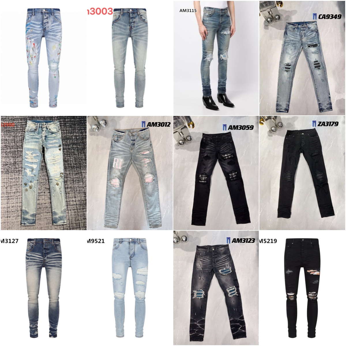 Mens Jeans Distressed Ripped Biker Jean Slim Fit Motorcycle Biker Denim Pants For Men Fashion Designer Pantss Hip Hop-image-712398219