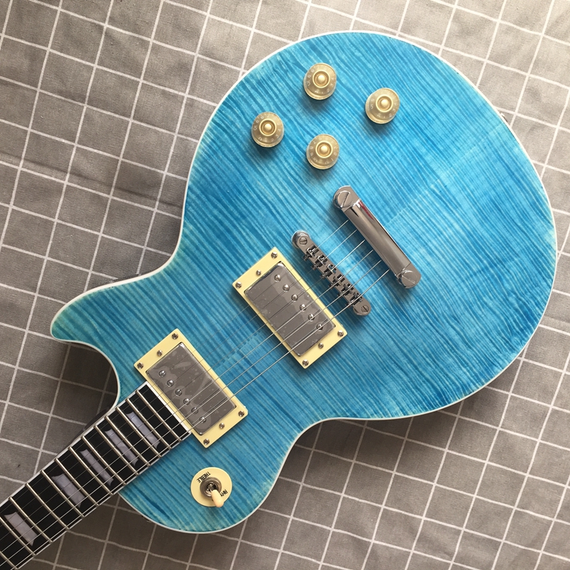 Wholesale - Brand arrival LP guitars electric guitars, new style. Rosewood fingerboard blue tiger guitar about real picture