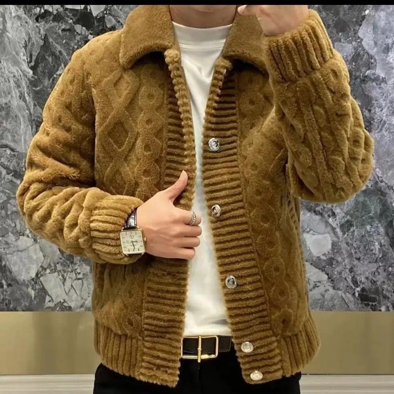 Men's Sweaters Jacket Autumn Fashion Lapel Knit Cardigan Jumper Coat-image-914252228