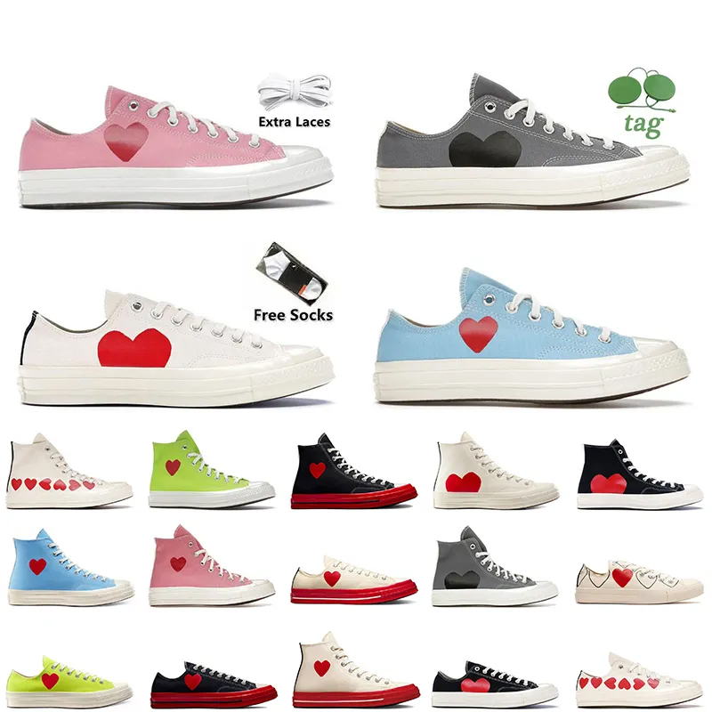 Classics 1970s Designer Casual Women Men Canvas Shoes All Star Low Top Vintage Commes Des Garcons 1970 s Pink Blue Chucks Taylors Multi-Heart Platfo