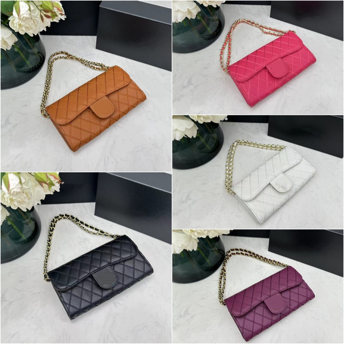 Sacs à main de chaîne de créateur de mode sacs à bandoulière en cuir 5 couleurs 19/10/3.5 cm avec boîte-cadeau