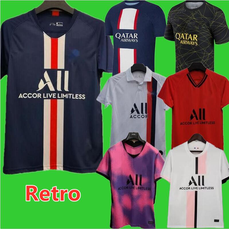 18 19 20 2021 Maillots rétro classiques Paris football 2022 VERRATTI DI MARIA LAVEZZI DRAXLER CAVANI KIMPEMBE MBAPPE T.SILVA DANI ALVES MATUIDI L