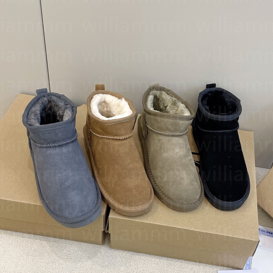 Designer Ultra Mini Boot Platform Fur Boot Winter Boots For Women Sheepskin Tazz Slippers Suede Woman Man Ultra Platform Fur Slides Winter Austra-image-914669269