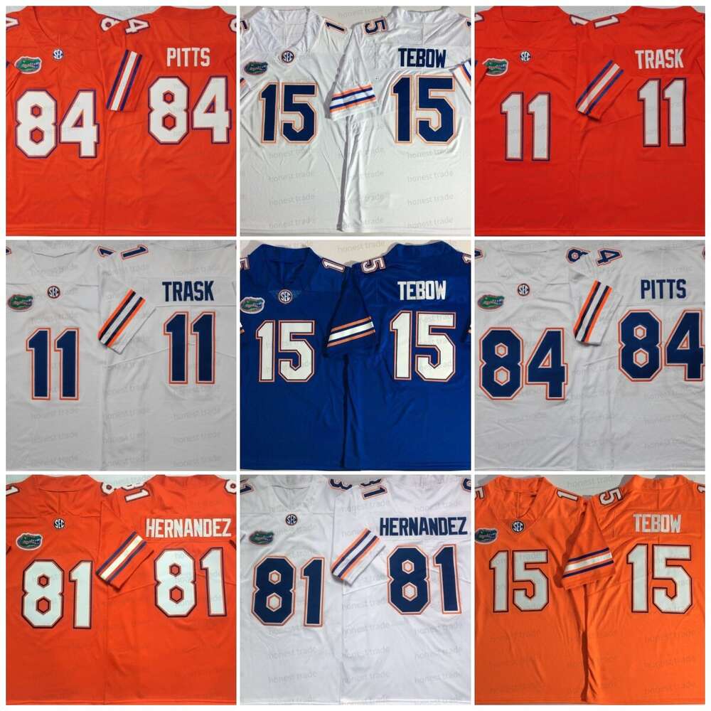 Tebow 15 Florida Gators College Football Jerseys Kyle Pitts Jersey Kyle Trask Aaron Hernandez Emmitt Smith Tim Tebow Stitched Mens Orange Blue Wh-image-914768581