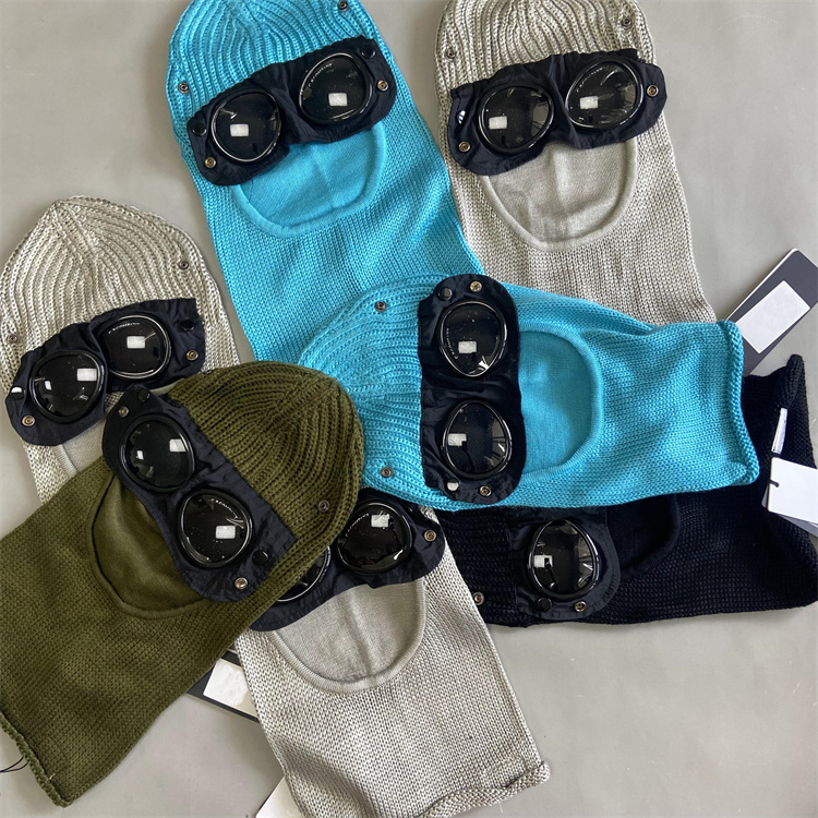 Goggle Balaclava Bonnet Lunettes Designer Casquette Hiver Retient Chaleur Coupe-Vent Cagoule Extérieur Homme Femme Laine Tricotée Skull Caps