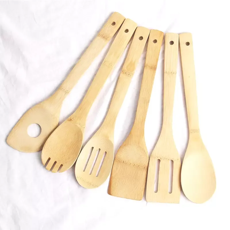 Bamboo Spoon Spatula 6 Styles Portable Wooden Utensil Kitchen Cooking Turners Slotted Mixing Holder Shovels FY7604 HHP1120