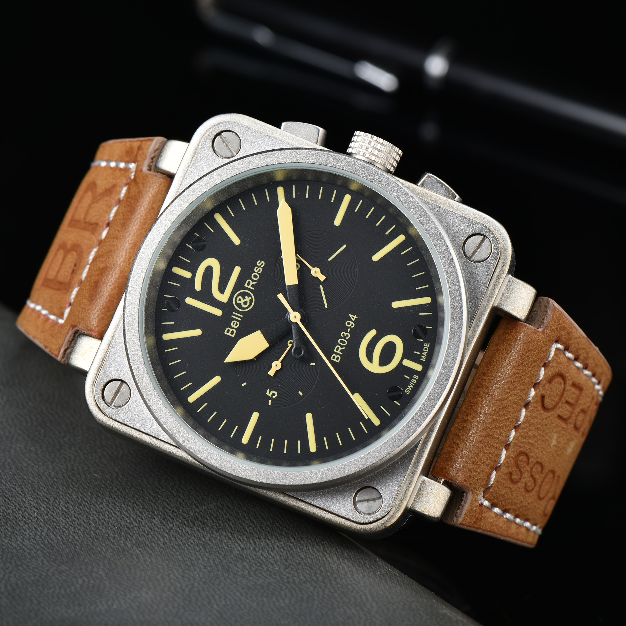 High Quality Top Brand Bell Ross Mens Watch Luxury Fashion Multifunctional Chronograph Leather Strap Automatic Mechanical Man Watches Designer Mo-image-914635086