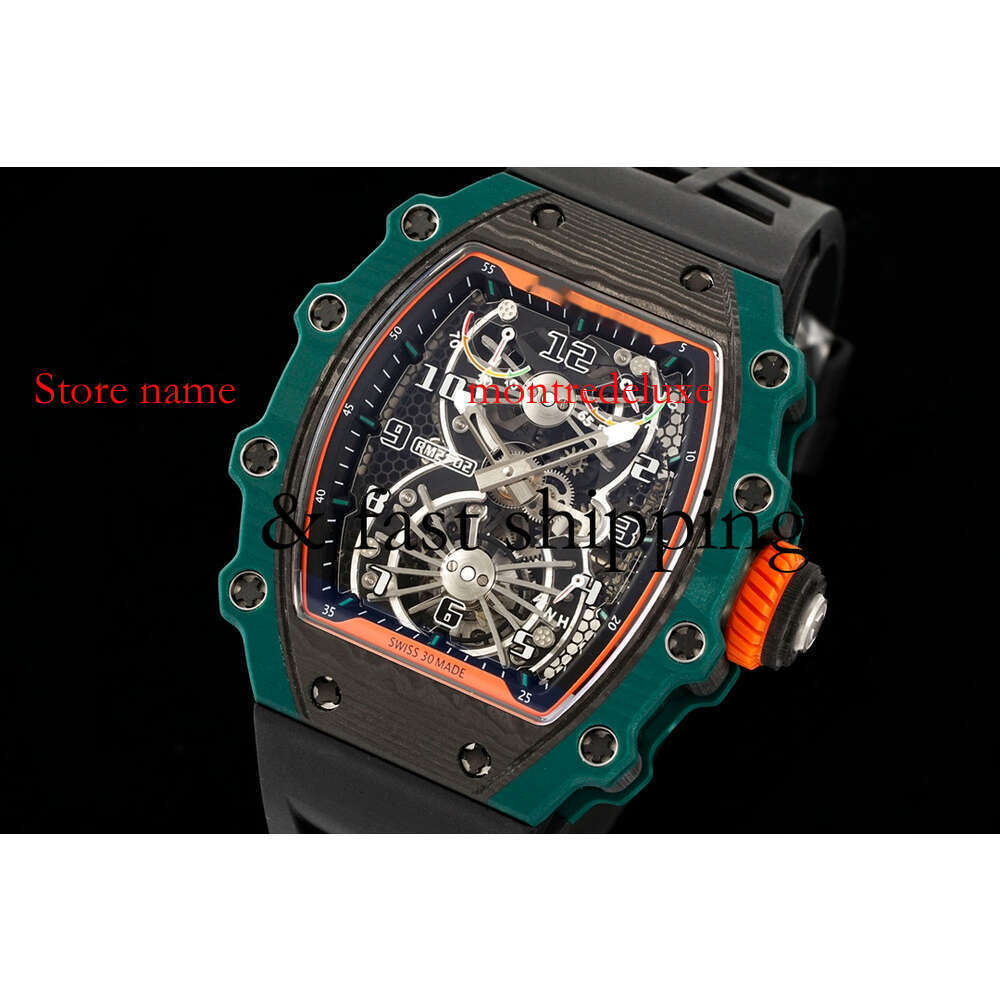 Rm021-02 SUPERCLONE actieve horloges Tourbillon polshorloge Designer horloge Zwitsers standaard uurwerk Rm21 titanium keramiek Carbon211 montres de luxe