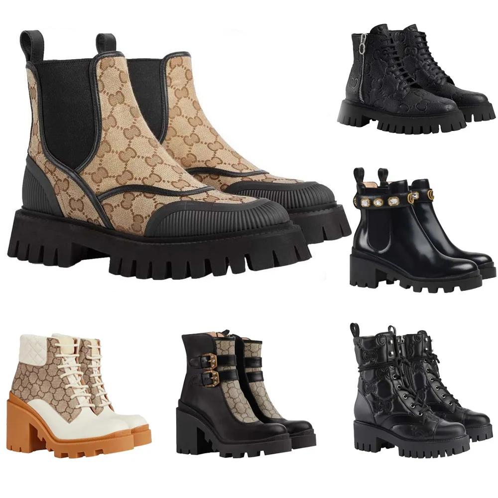 Bottes de créateurs G Bottes à lacets de haute qualité Hommes Femmes Bottes en cuir véritable Demi-botte Chaussures de style classique Hiver Auto