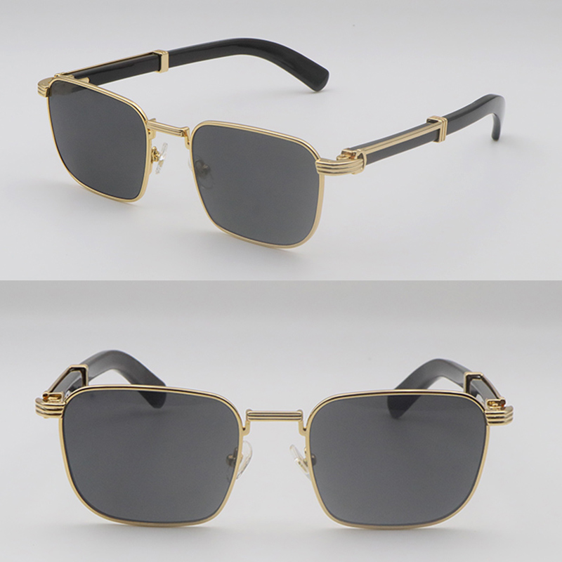 Selling &quot;Buffs&quot; 0363S Sunglasses Womans Original Gold-Black Buffalo Horn Male Female Luxury Glasses Square Man Sunglasses Unisex Size 5-image-914787699